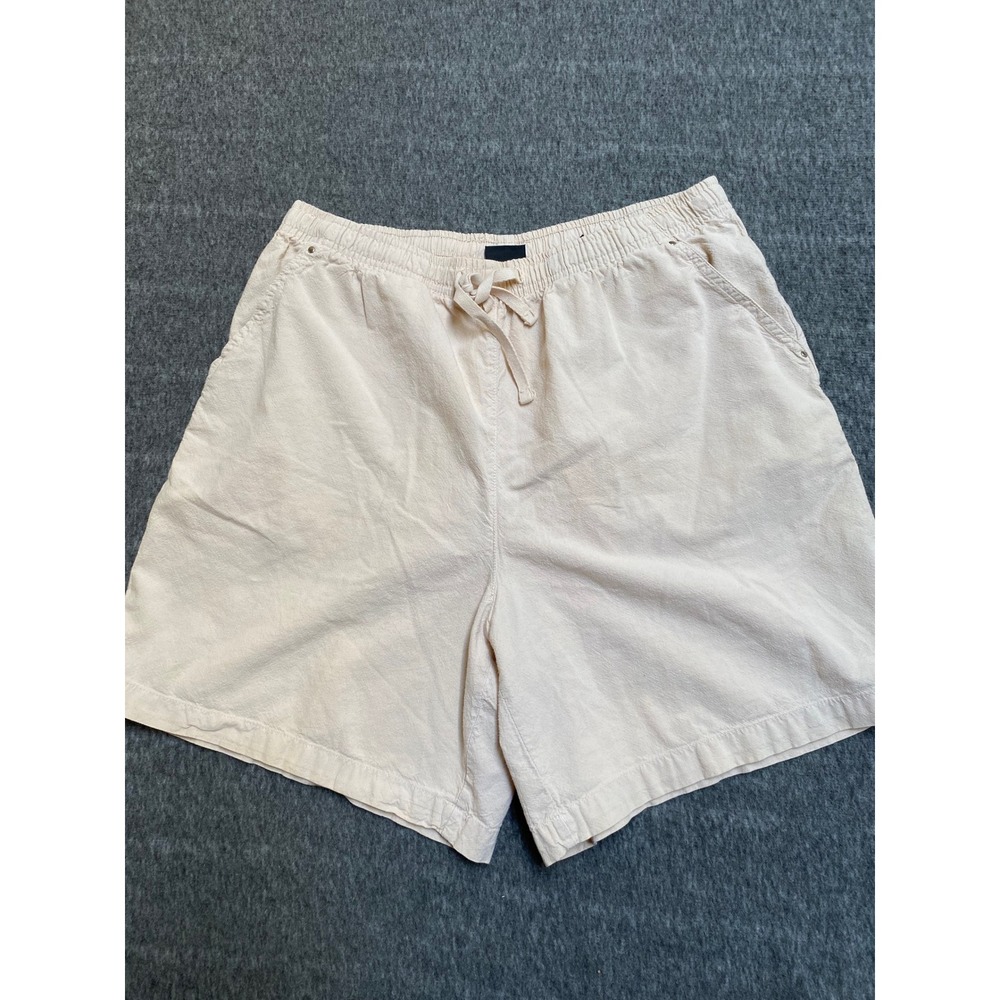 Erika Womens Cream Beige 100% Cotton Elastic Drawstring Waist Shorts Size Large